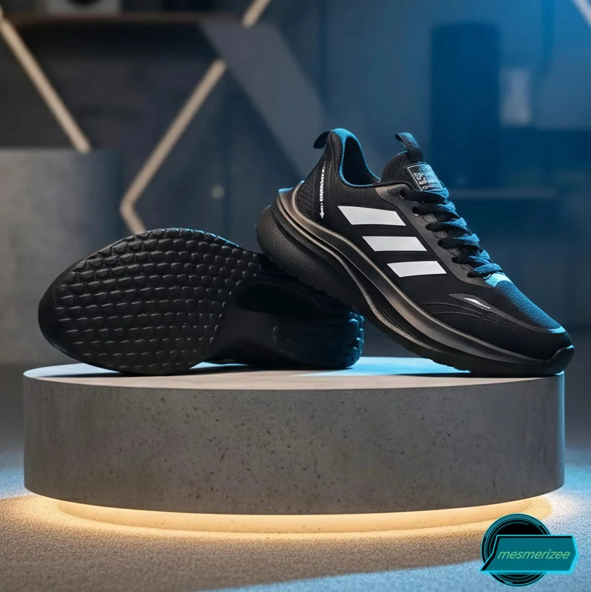 Mesmerizee Ultra-Comfort Premium Black Mesh Running Sneakers for Men