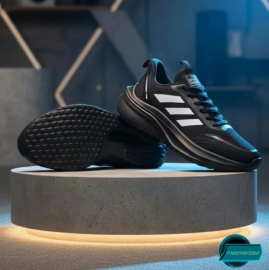 Mesmerizee Ultra-Comfort Premium Black Mesh Running Sneakers for Men