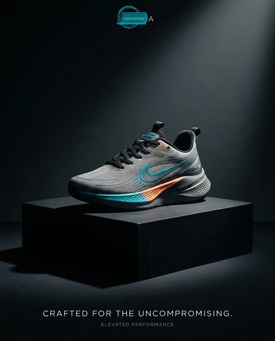 Mesmerizee Ultra-Comfort Premium Running Mesh Sneakers in dark grey for men.