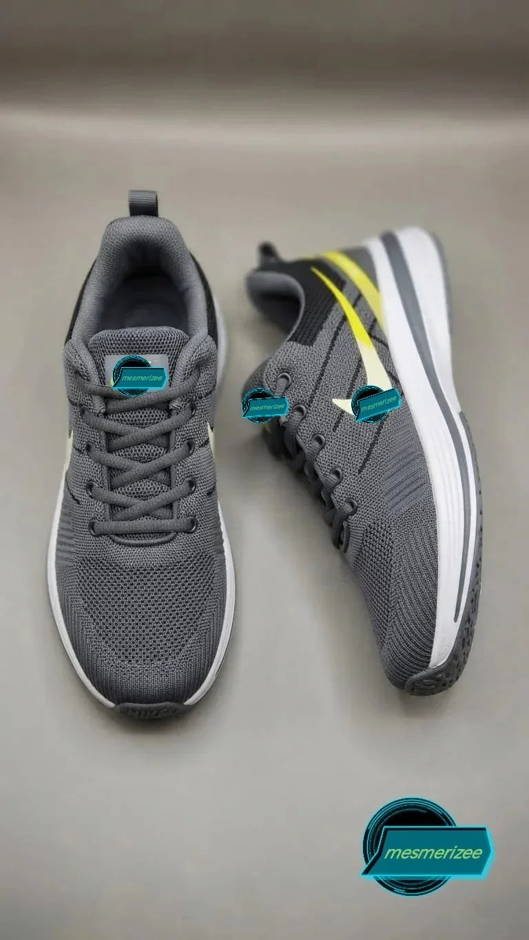 Grey Ultra-Comfort Premium Running Mesh Sneakers for Men by Mesmerizeecom
