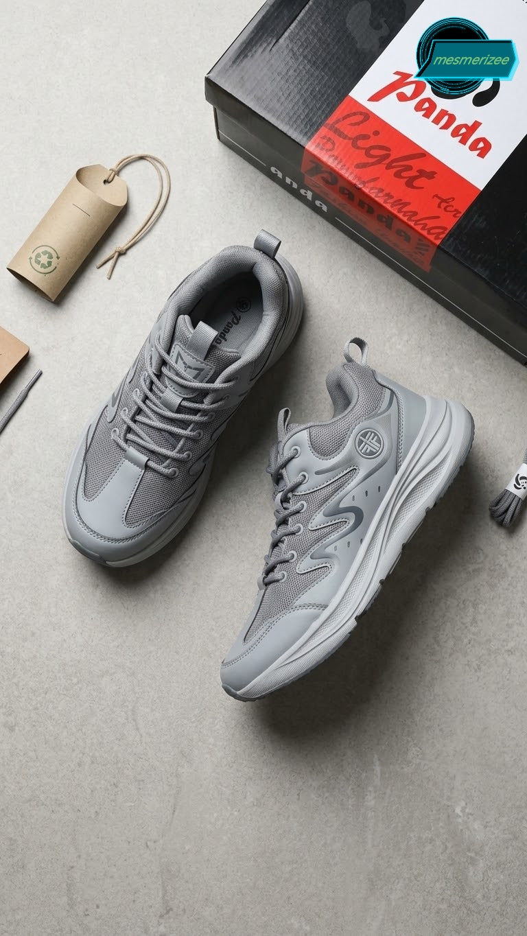 Mesmerizee grey ultra-comfort premium running mesh sneakers for men with original box.