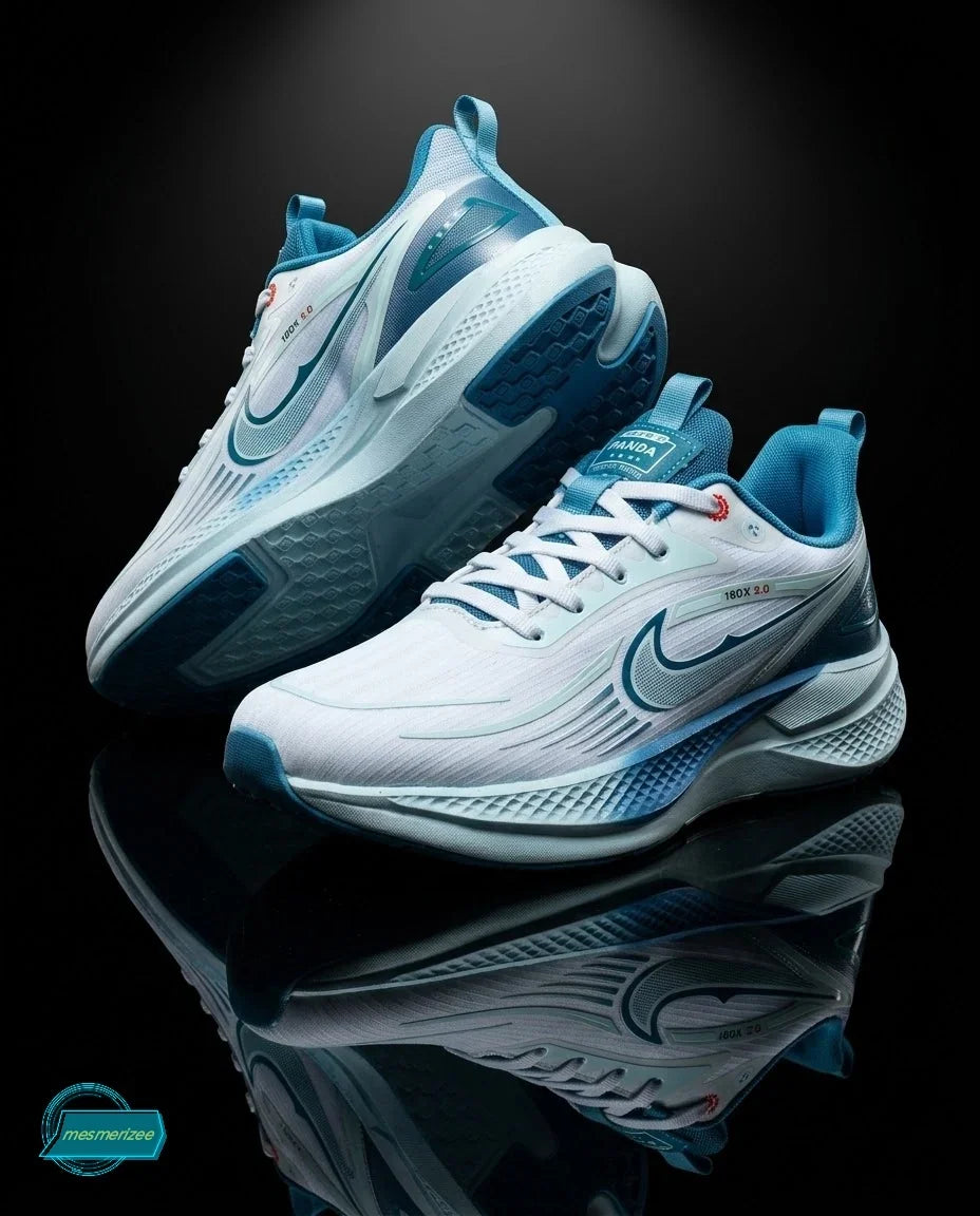 Mesmerizee aqua green premium running mesh sneakers for men with breathable design