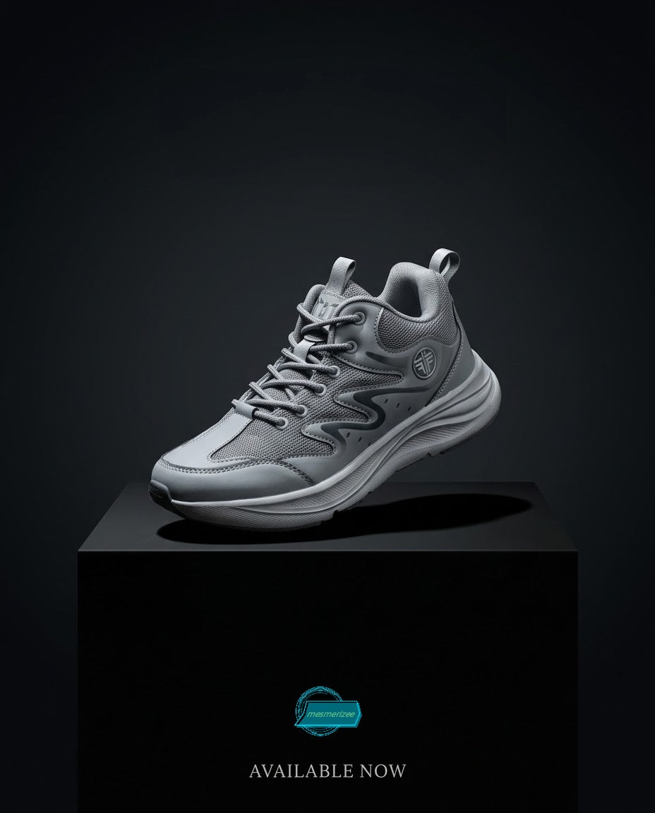 Mesmerizee grey ultra-comfort premium running mesh sneakers for men