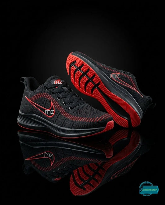 Mesmerizee Ultra-Comfort Premium Running Mesh Sneakers for Men in black and red