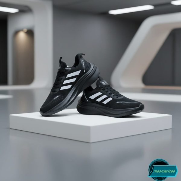 Premium Mens  Light Weight Mesh Sneakers With Memory Foam (ZB-888-Full Black) - Image 7