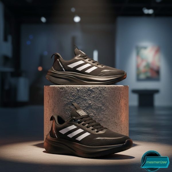 Premium Mens  Light Weight Mesh Sneakers With Memory Foam (ZB-888-Full Black) - Image 5