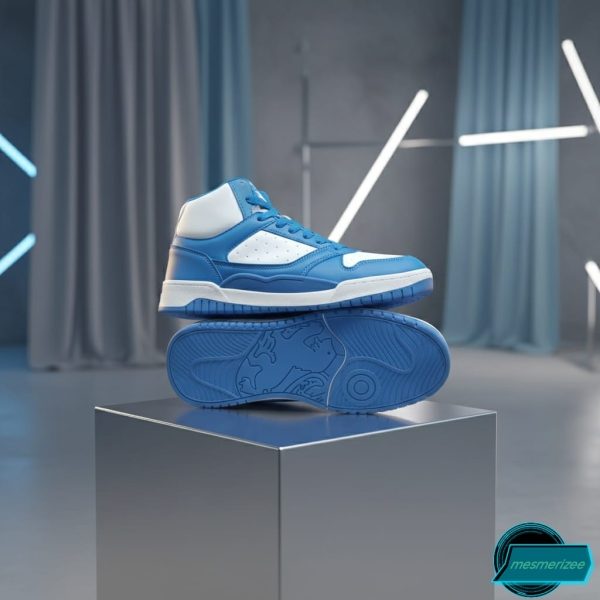 Premium Quality High Neck Sneakers For Men(Rsl-0014-sky blue/white) - Image 5