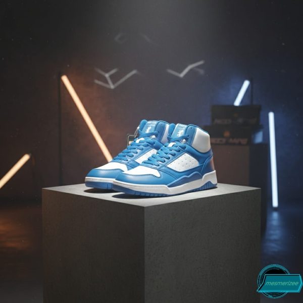 Premium Quality High Neck Sneakers For Men(Rsl-0014-sky blue/white) - Image 2