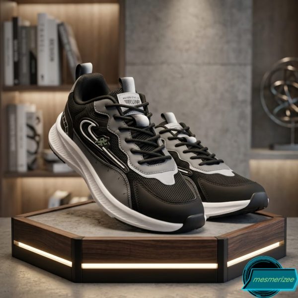 Ultra-Comfort Premium Running Mesh Sneakers for Men(606 blk/ gray) - Image 4