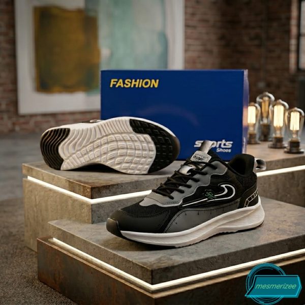 Ultra-Comfort Premium Running Mesh Sneakers for Men(606 blk/ gray) - Image 2