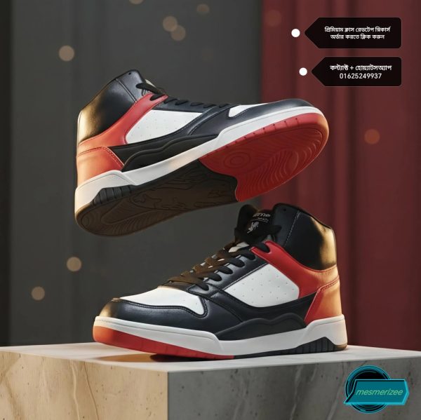 Premium Quality High Neck Sneakers For Men(Rsl-0012-red/black/white) - Image 3