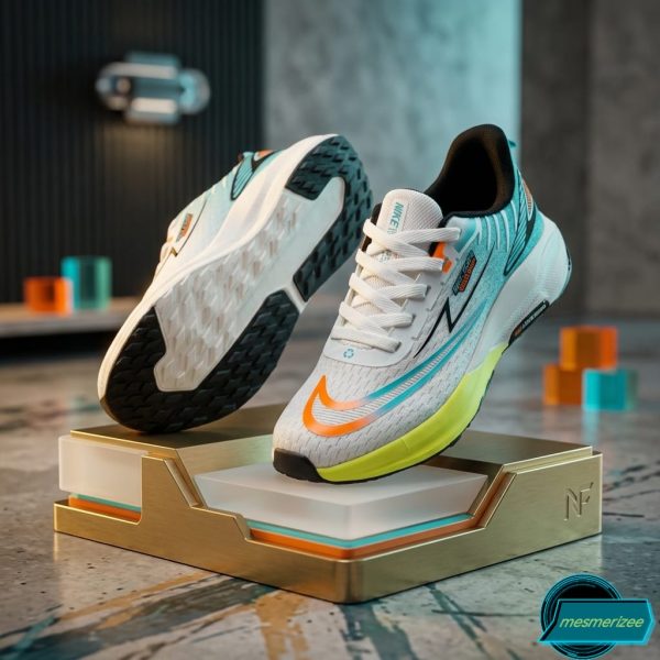 Premium Mens  Light Weight Mesh Sneakers (8105 white/blue) - Image 4