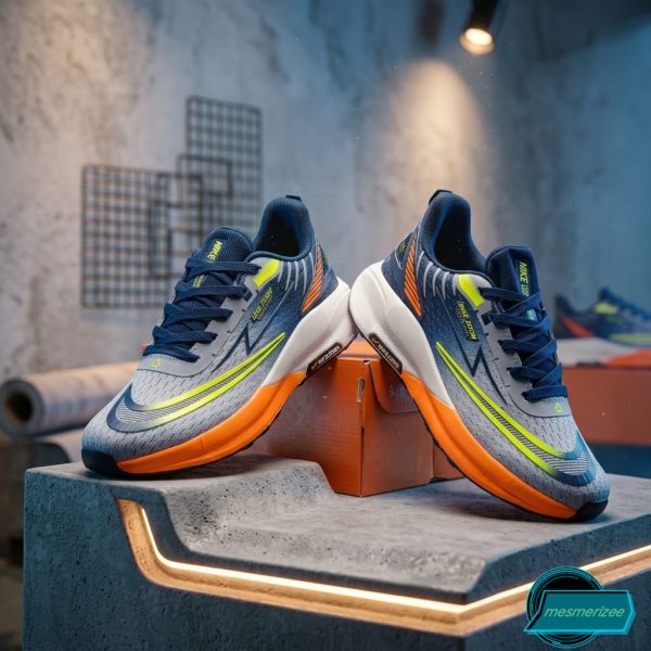 Premium Mens  Light Weight Mesh Sneakers (8105 blue/gray) - Image 2