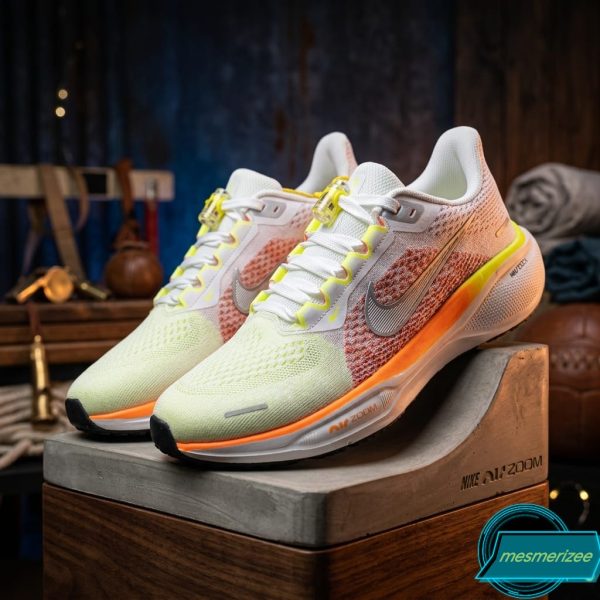 Premium Mens  Light Weight Mesh Sneakers (001-white/orange) - Image 4