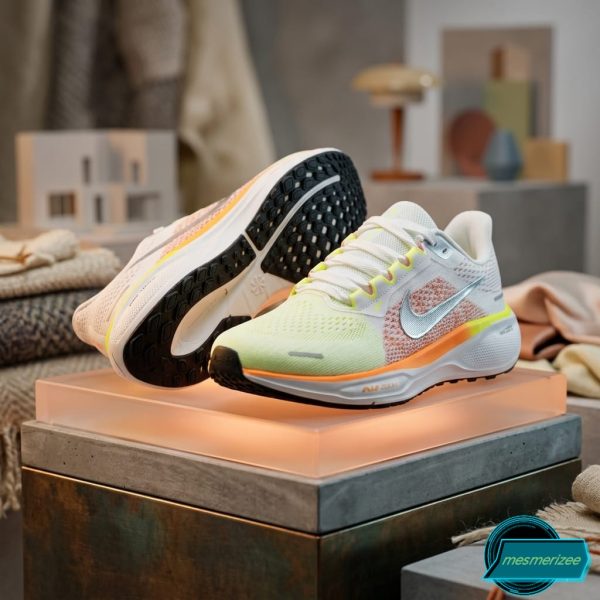 Premium Mens  Light Weight Mesh Sneakers (001-white/orange) - Image 2