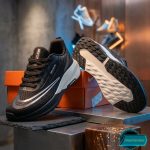 Premium Mens  Light Weight Mesh Sneakers (8105 Black/White)