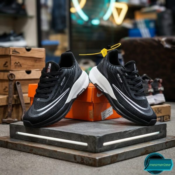 Premium Mens  Light Weight Mesh Sneakers (8105 Black/White) - Image 4