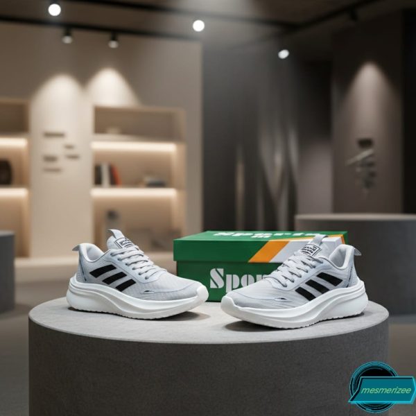 Premium Mens  Light Weight Mesh Sneakers With Memory Foam (ZB-888-Gray) - Image 3