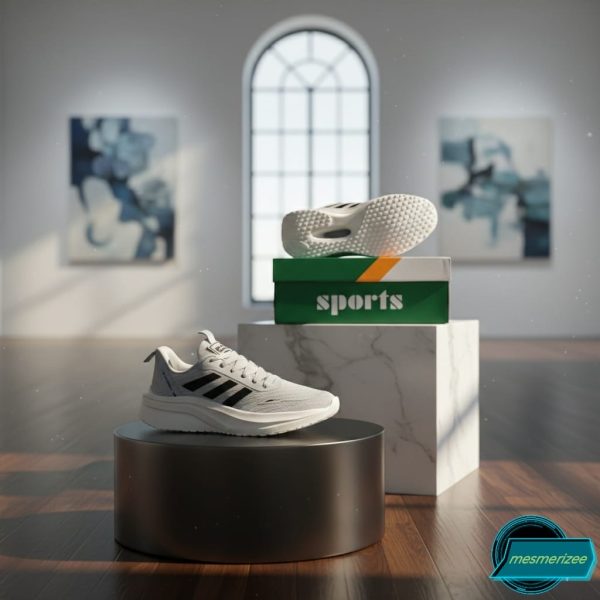 Premium Mens  Light Weight Mesh Sneakers With Memory Foam (ZB-888-Gray) - Image 5