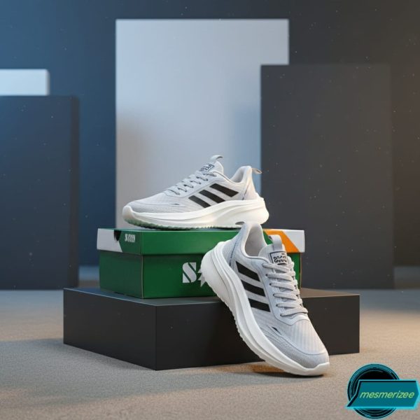 Premium Mens  Light Weight Mesh Sneakers With Memory Foam (ZB-888-Gray) - Image 6